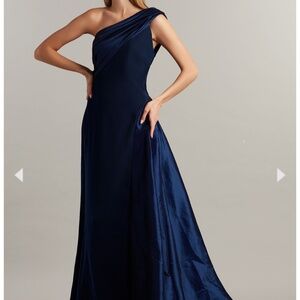 Tadashi Shoji ARDA ONE-SHOULDER CREPE & TAFFETA GOWN